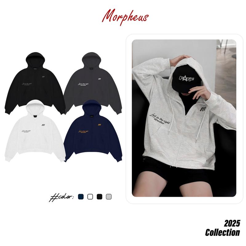 [DEAL MỞ BÁN] Áo Khoác Hoodie Zip Thêu Form Boxy Local Brand Morpheus, Áo Hoodie Zip Nỉ Hai Da Form Rộng Unisex