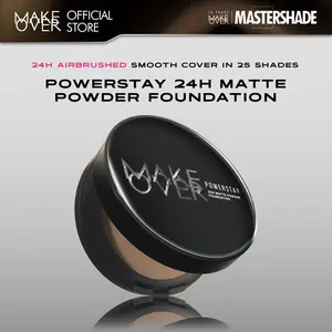 [SPECIAL MASTERSHADE] MAKE OVER Powerstay 24H Matte Powder Foundation - Bedak Padat High Coverage Ringan Compact Flawless Make Up Tahan Lama 24 Jam Non-Comedogenic BEST SELLER Poreless Somethin Time Less w Maybe Euphoria Blurring