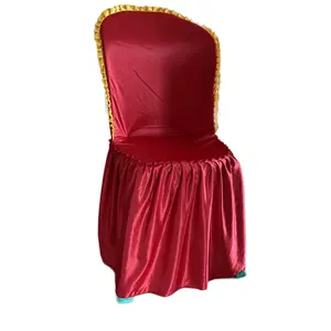 Sarung Kursi napolly 101,warna marun pita gold,Tanpa Busa Dekorasi