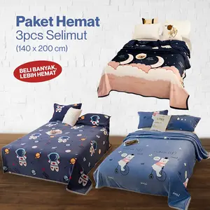 Paket Hemat Selimut 3 pcs 100ribu Ukuran 140x200 Super Lembut dan Halus Berkualitas Kado Kain
