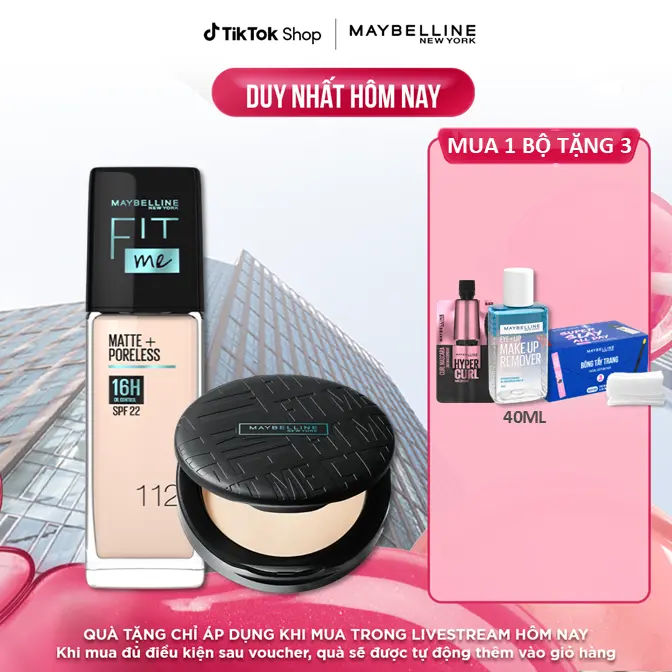 [Bộ trang điểm] Kem Nền Kiềm Dầu Fit Me 30ml và Phấn Phủ Kiềm Dầu Chống Nắng 16H Fit Me Maybelline New York 6g