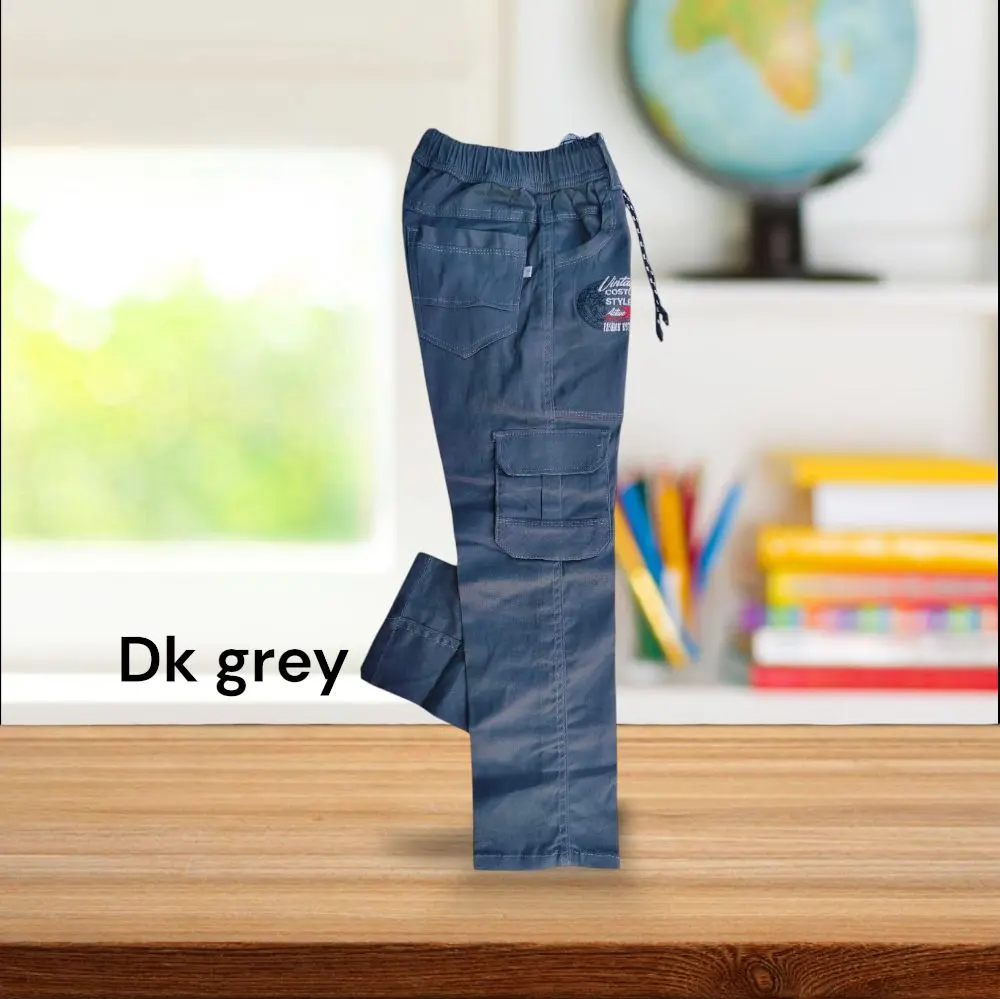 Celana Panjang Cargo Katun Chinos kanvas Anak 7-15 Tahun dk grey Abu Muda Hitam Cokelat