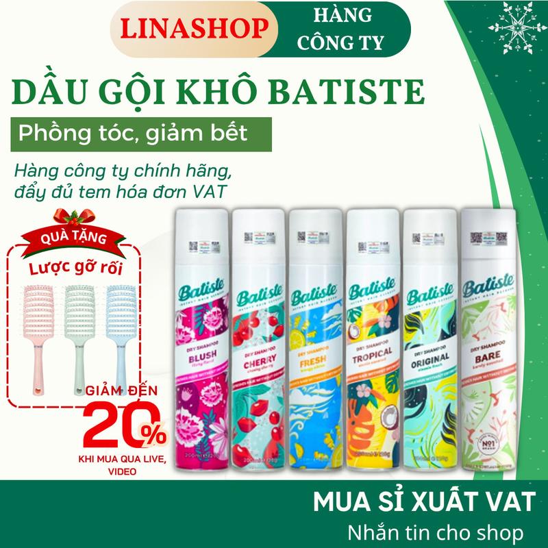 Dầu Gội Khô Batiste Xịt Khô Tóc Batiste Dry Shampoo Tạo Phồng Không