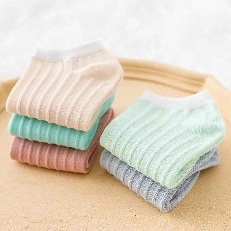 GU Kaos Kaki Pendek Import Korea Style Murah Polos Dibawah Mata Kaki Fashion Casual Sport Motif Garis Bahan Katun KK-05 4