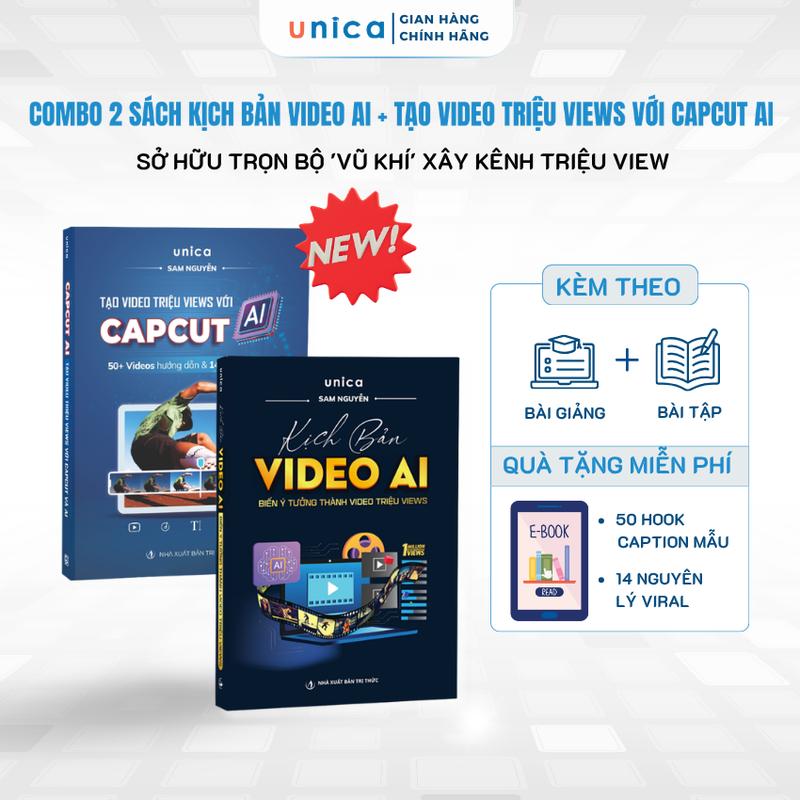 Combo 2 Sách Kịch bản Video AI & Tạo Video triệu views với Capcut AI