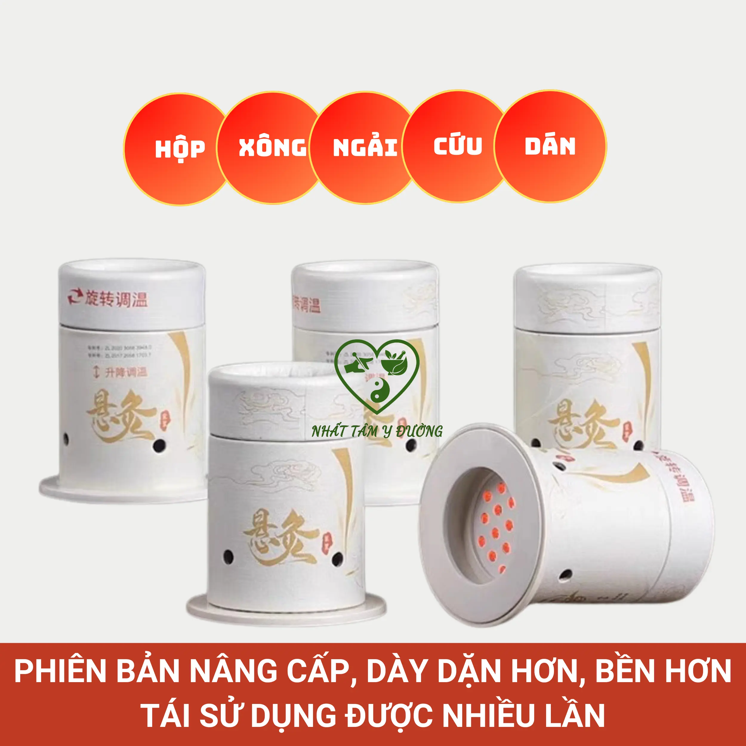 Một hộp xông ngải cứu dán trừ hàn, hơ, chườm nóng mát xa châm cứu dùng với ngải cứu đoạn, tái sử dụng nhiều lần