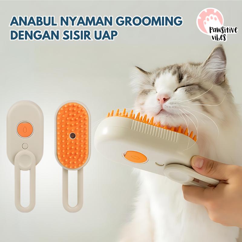 Sisir Uap Kucing 3 in 1 - Pet Grooming Brush Spray - Steams Brush Kucing - Sisir Sikat Uap Untuk Bulu Rontok Kucing Anjing 2