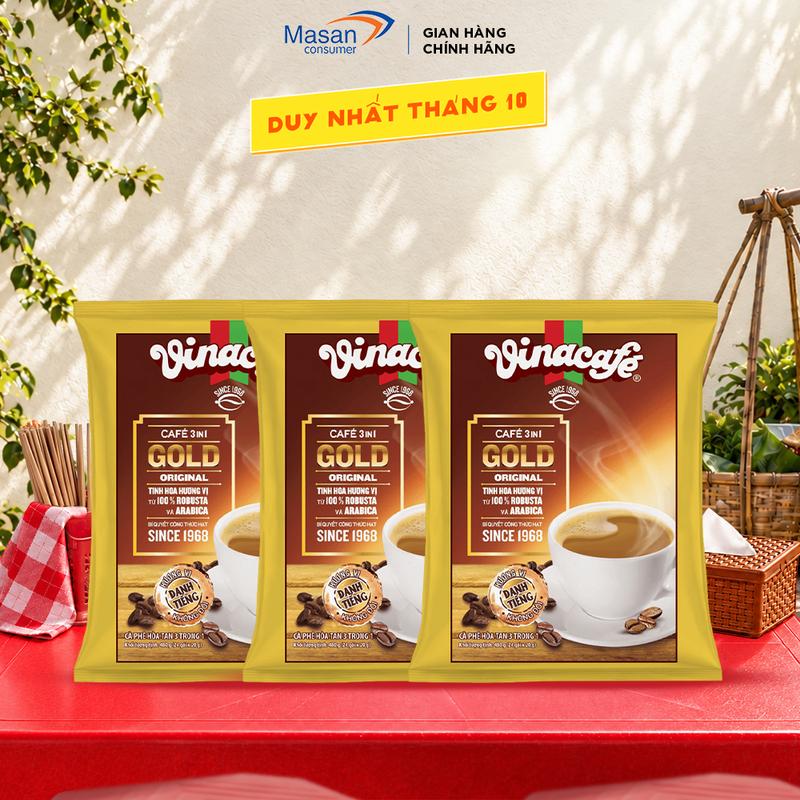 Combo 3 Cà Phê Vinacafé 3In1 Gold Original Túi 24 gói x 20gr