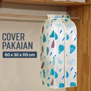 Cover Anti Debu Pakaian Dustproof Organizer 60x30x110cm - PEVA - Green Flower