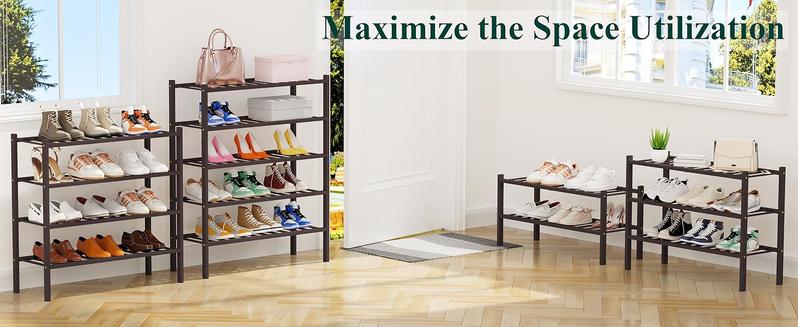 Product Introduction of Shoe Rack, 2/3/4/5/6 Tier Bamboo Shoe Organizer, Stackable Free Standing Wooden Shoe Storage Shelf for Closet, Entryway, Front Door Entrance 17