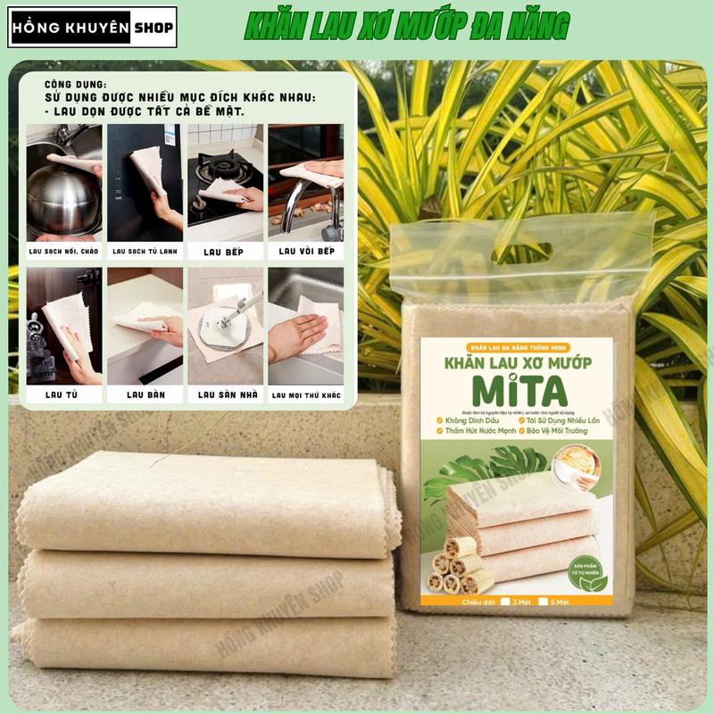 Combo Khăn Lau Xơ Mướp Đa Năng, Siêu Thấm Hút, Công Nghệ Tách Dầu Mỡ, Làm Sạch Nhà Bếp, Bàn Ghế, Vệ Sinh Mọi Bề Mặt, Cắt Tùy Ý