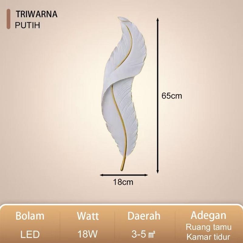 Lampu LED Woldecor Hiyasan Dinding Motif Bulu Angsa 6