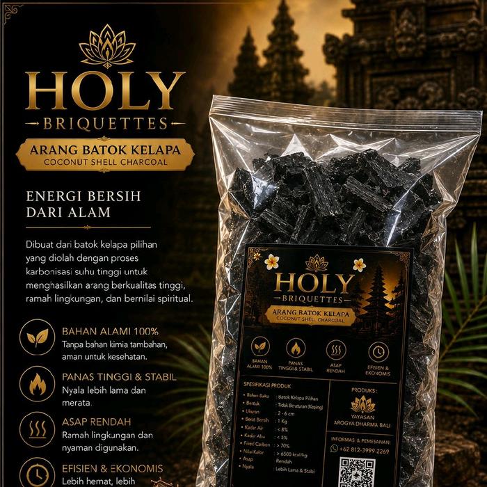 Gambar Arang Batok Kelapa Premium (Holy Briquettes) 1 Kg dari Intisari Sains Medis Kota Denpasar Tokopedia