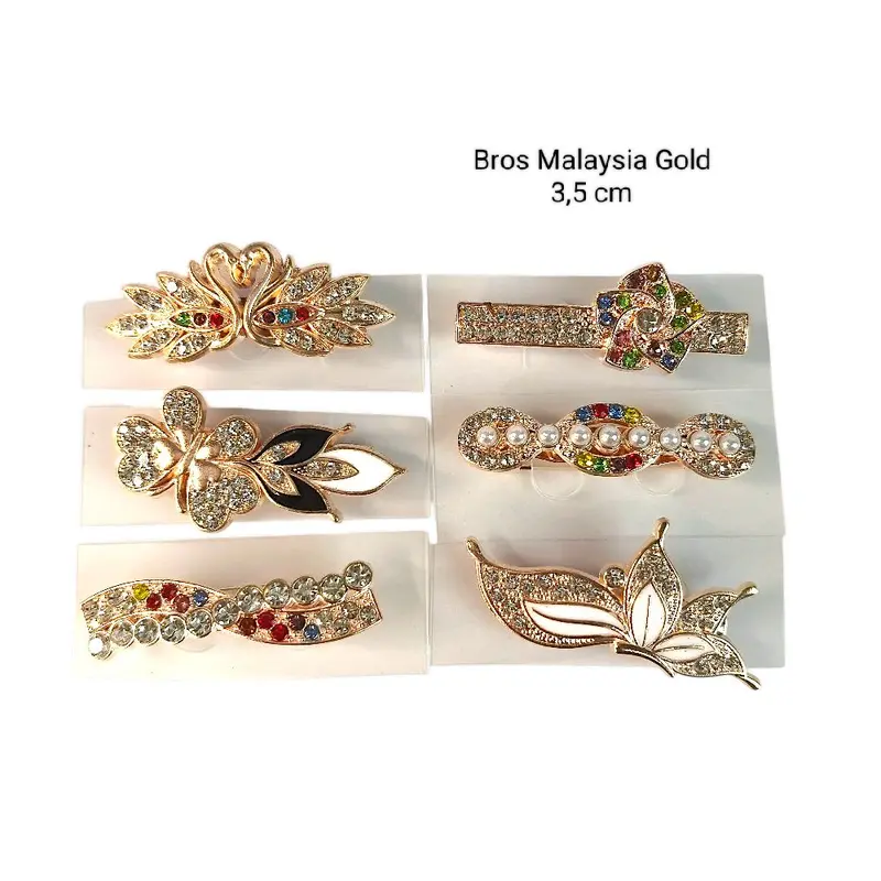 15 pcs BROS MIDI 2-3cm Campur Motif Beda Semua Bross Pin Peniti Hijab Random Mix Model Motif Silver Gold Penjepit 8