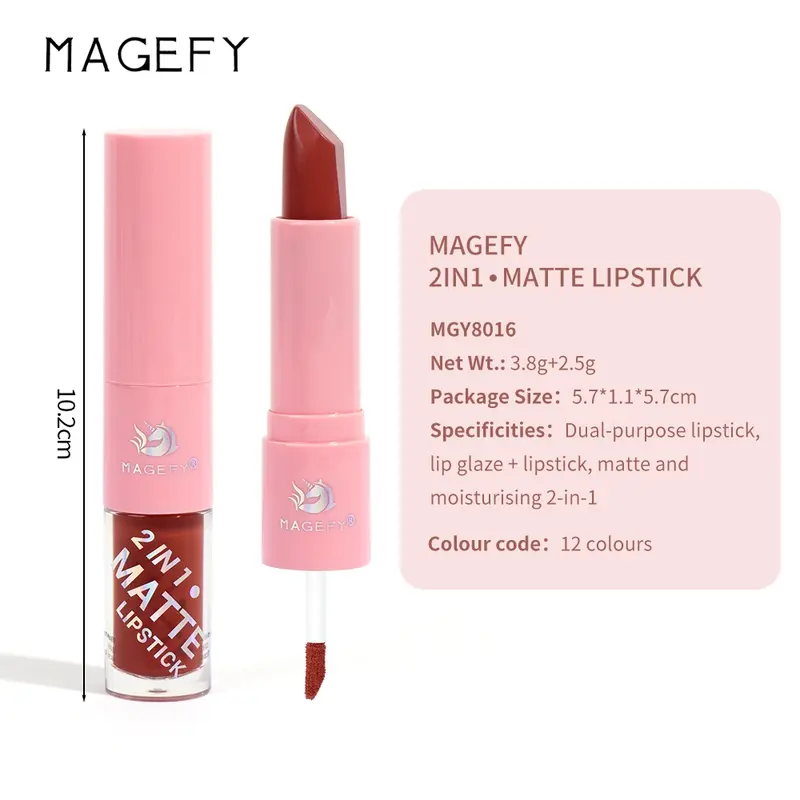 【CUCI GUDANG】MAGEFY Best Deal Hemat Oil Control Loose Powder + 2 in 1 Lipstick 8028+8016 4