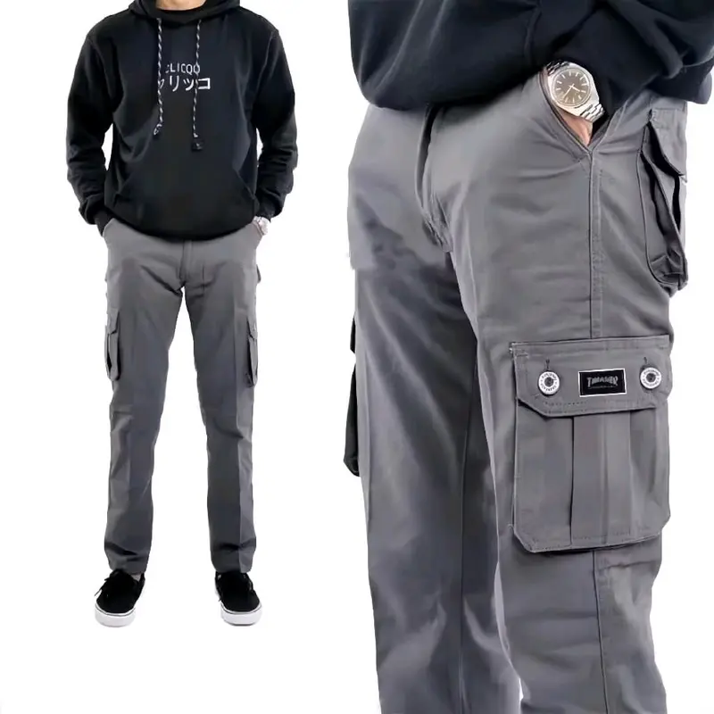 Celana Cargo Pria Panjang Celana Panjang Cowok Dewasa Keren Casual Kain Katun Army Hitam Distro Lembut Mocca Cream Nyaman  Tebal Standar Chino Formal 7