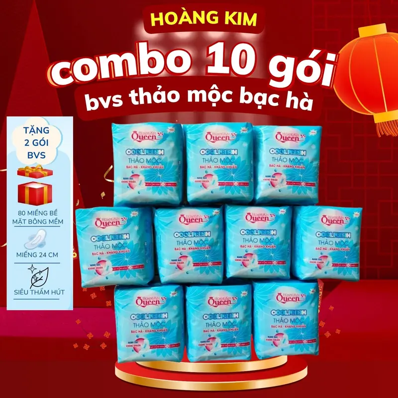 [ 10 Gói Tặng 2 ] Băng Vệ Sinh The Mát Thảo Mộc Cực The Mát Dùng Ngày NhiềuGói 8 Miếng Bề mặt Bông 0
