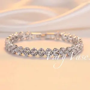 Vary Vase Jewelry Gelang berlian bentuk jantung, gelang kristal, perhiasan, populer di Korea, hadiah gadis,Wanita