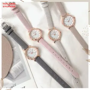 TJ Jam Tangan Wanita Quartz Strap PU Analog Casual Gaya Retro Persegi Watch Fashion Body Belimbing RM041