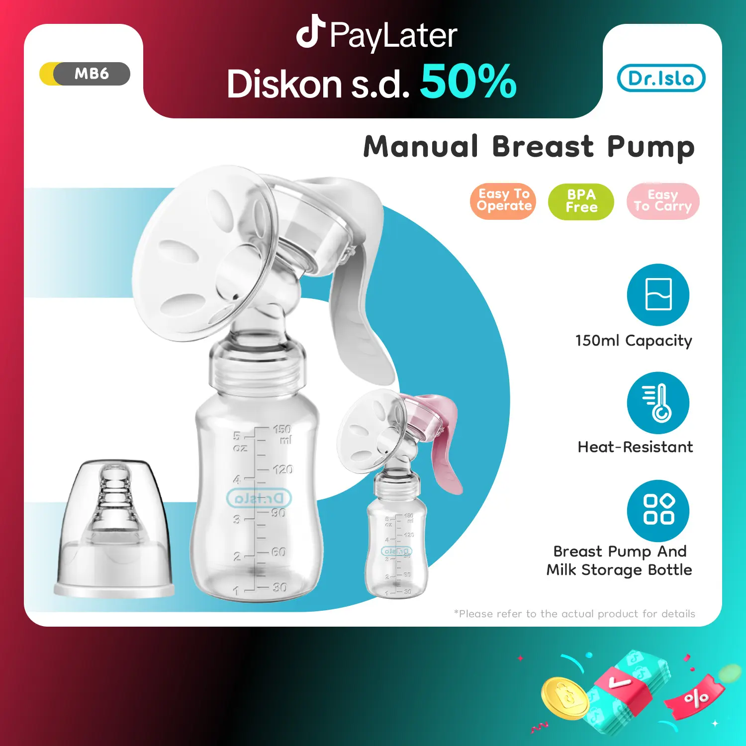 Dr.isla MB6 Pompa Asi Manual / Breast pump/pumping Asi Manual/Pompa Air Bayi Breastfeeding perlengkapan bayi perlengkapan bayi baru lahir ibu