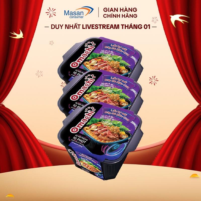 COMBO 3 Omachi Lẩu Tự Sôi Bắp Bò Riêu Cua 276g Mẫu Bao Bì Giao Ngẫu Nhiên