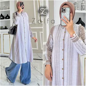 Zalfaoutfit POPPY tunik Baju Atasan Wanita muslim Tunik kerja kuliah panjang polos Katun Poplin premium lengan manset