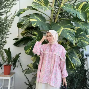 Blus kemeja Korean Style dewasa Rayon premium Baju Panjang Casual Motif Atasan Wanita
