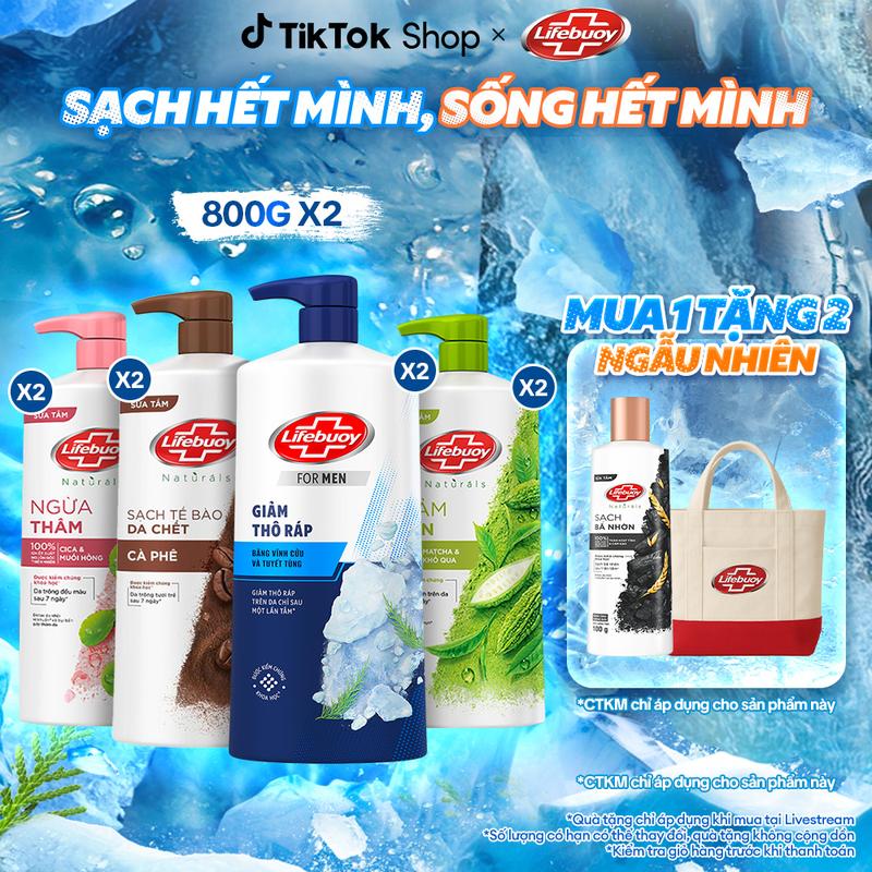   KOL Live 7  Combo 2 Sữa tắm Lifebuoy Chăm Sóc Chuyên Sâu giúp detox sạch sâu và giảm mụn trên da 800g x2  7  