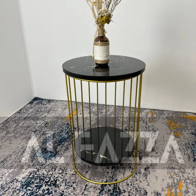 Coffee table CASSANOVA rangka Besi motif Marmer Aesthetic Diameter 40 Tinggi 60cm Furniture Blockboard 18mm 8