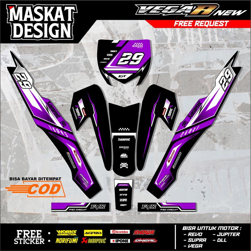 Sticker Motor RBT/GTX VEGA R New: Modif SUPERMOTO YZ CRF KLX KX KTM RBT GTX - Maskat Design 24.03 Motorcycle Glosy 1