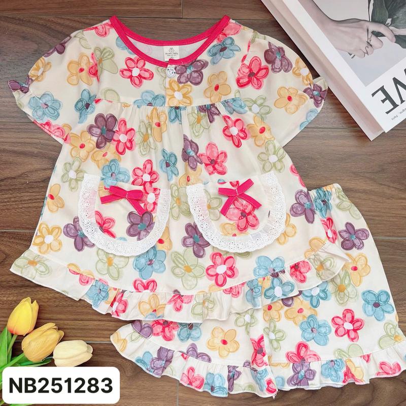  NB251283 Bộ tole đùi Mẹ và Bé 10kg-68kg túi ren tay ngắn quần ngắn với chất liệu tole lanh loại 1 mềm mát. MinMin Baby 