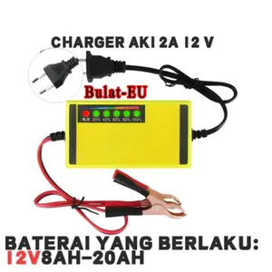 Charger Aki Portable 12V 2A Charger Aki 12V3AH-20AH Alat Cas Aki Car Truck Motorcycle Battery automatic stop