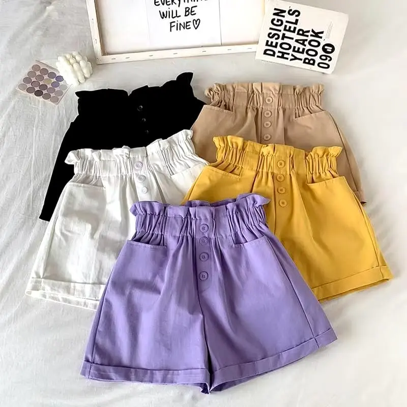 Celana Anak Perempuan Pendek Usia 1 2 3 4 5 6 7 8 9 10 11 12 Tahun Variasi Kancing bahan drill katun
