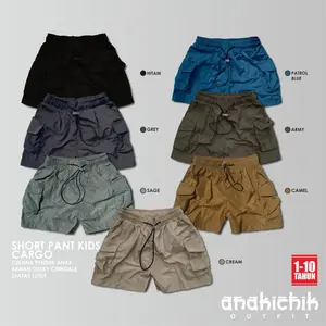 AnakichikOutfit Celana Cargo Anak Model Kekinian Bahan Dusky Cinkle Fashion Katun Laki-Laki Perempuan
