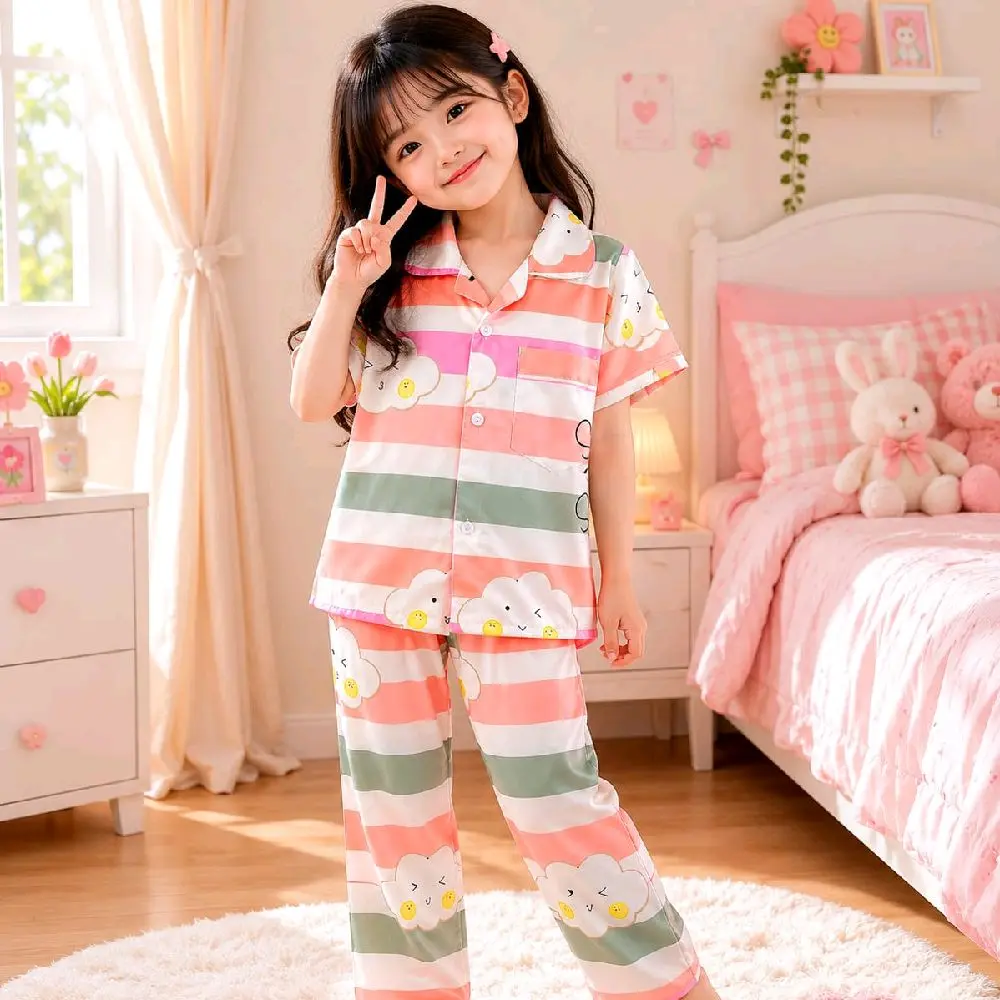 Baju Tidur Anak Motif Clouds Warna Cerah Nyaman untuk Tidur Siang dan Malam Anak Junior Remaja