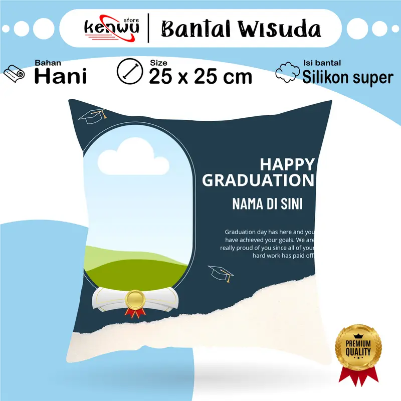 Bantal Graduation custom foto 25x25cm /Bantal Wisuda custom foto 2