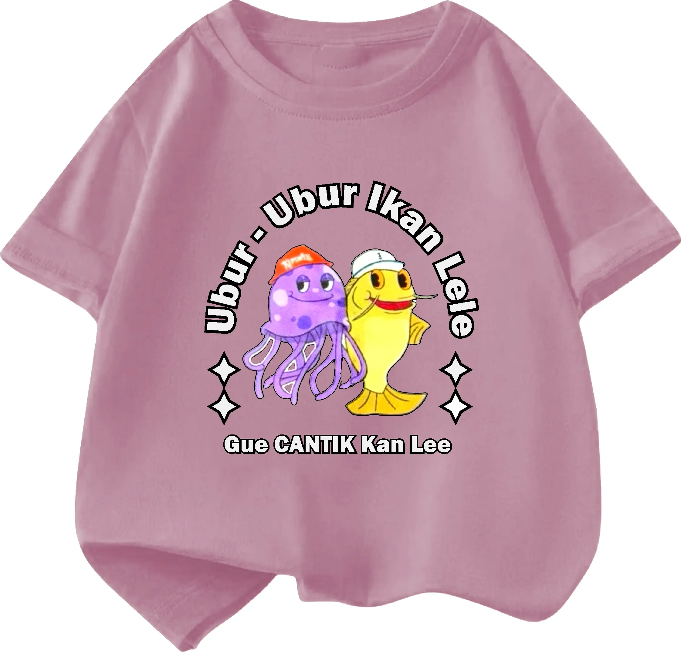Kaos anak perempuan kaos viral ubur ubur ikan lele kaos murah usia 2-10 tahun bahan katun