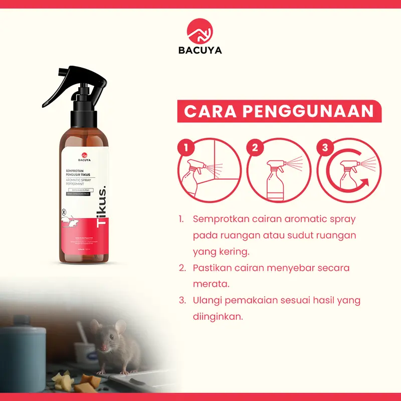 Bacuya Paket 2 Pcs Hemat Praktis Semut x Tikus 250 ML Pengusir Serangga Aromatic Spray Anti Semut & Tikus Aroma Segar Ramah Lingkungan 5