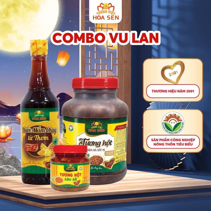 Combo chay - Tương hột xâu 850g Nước mắm chay từ thơm 500ml Tương hột xào xả hủ 170g - Tương Việt Hoa Sen