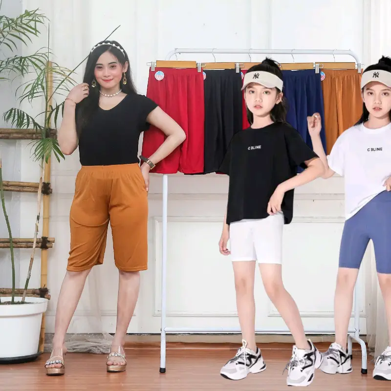 Paket 6 Pcs Short Wanita Kecil Sampai Dewasa Jumbo Ukuran S-6L Hitam Merah Campur - Pendek Celana Karet Melar Santai cd sweet love dalamobral dalam anti nyeplak Cewek 0