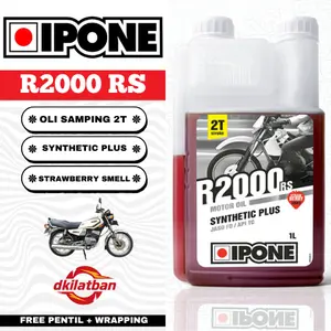 IPONE Oli Samping R2000 Original 1 Liter Strawberry 2 Tak untuk Motor RX-KING Vespa dan Lainnya Oli 2 Tak dengan Rasa Strawberry