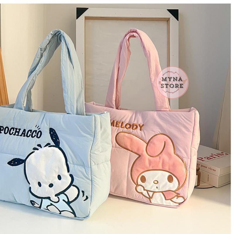 Mynastore - Tas Tenteng Sanrio Tote Bag Klip Magnet Melody Kuromi Pochacco Hello Kitty Bordir - TPS028 6
