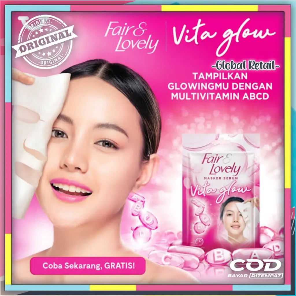 Fair & Lovely Multivitamin Serum Sheet Mask Masker Pencerah Wajah Sheet Mask Glowing 20G