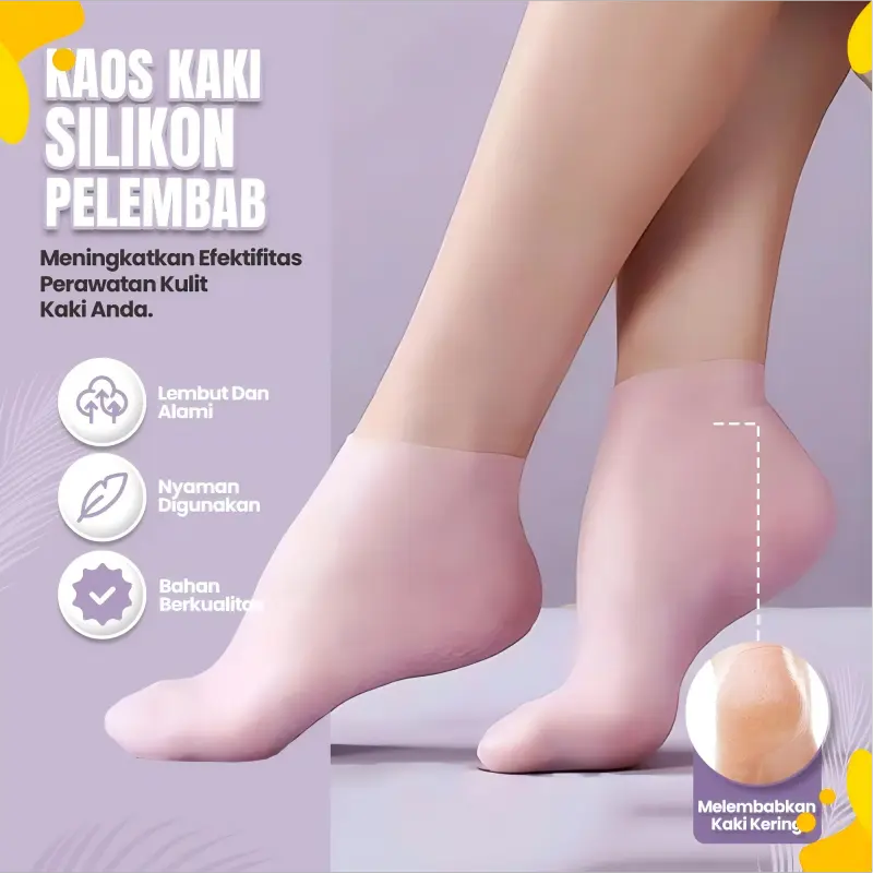 1 Pasang Kaos Kaki Silikon SPA Perawatan Kaki Anti Pecah-pecah Pelembab Pencerah Ukuran Universal