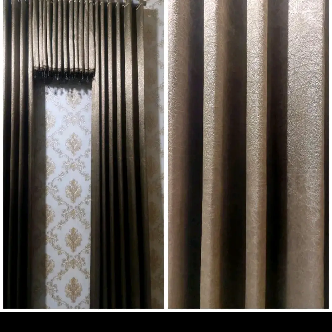 set poni plus gorden motip mocca tua serat sapron/cokelat gold untuk pintu kamar/jendela gorden 6 gelombang poni 12 gelombang