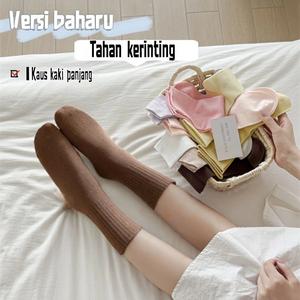 Stokin Kapas Wanita Gaya Korea Warna Pepejal Serbaguna Fesyen Kasual Stokin Asas Dewasa Saiz Satu Ketebalan 168 Jahitan Socks