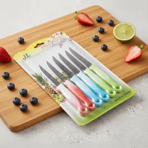 Pisau Buah Stainless Steel Set 6 Pcs Tajam Ringan Anti Karat Warna Pastel Cocok Untuk Memotong Buah Alat Dapur Elegan
