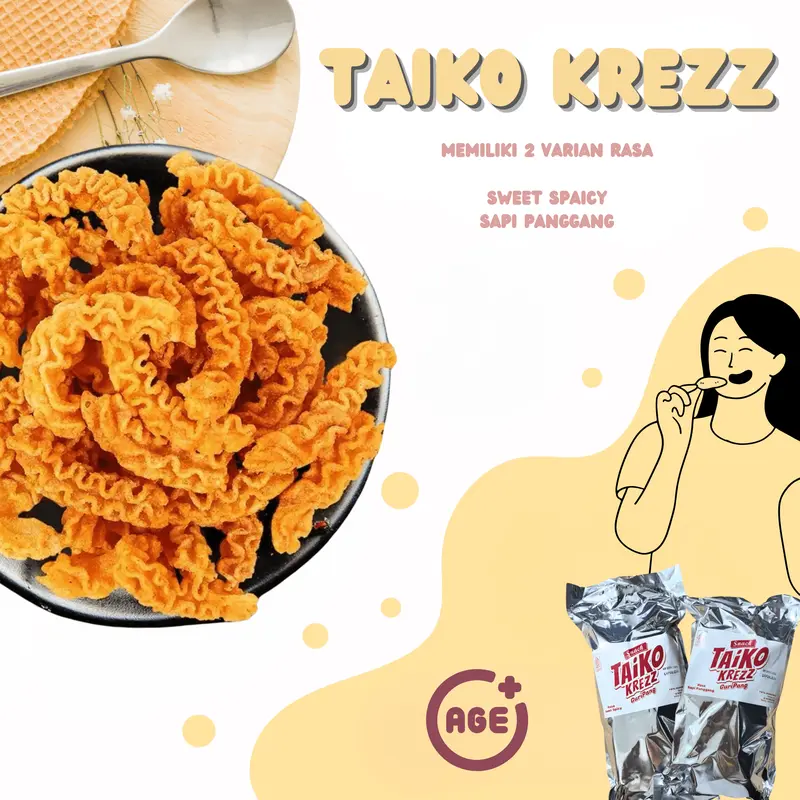 COD Taiko Krezz 500g/1000g  Keripik Gurita Octopus Roasted Snack camilan/makanan kembung/ puffed, citarasa baik, renyah dan lezat, makanan puffed daribahan baku berkualitas Food Kripik Cemilan Pedas Crispy Chips Ayam 5