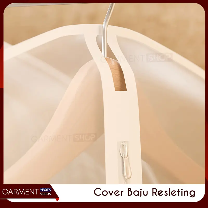 Cover Baju Resleting PEVA Anti Debu Penutup Gantungan Baju Pakaian Gown Jas 3