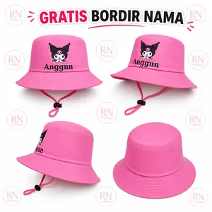 Topi Rimba Hat Anak Perempuan Kuromi/Topi Bucket  Pantai gratis cetak nama